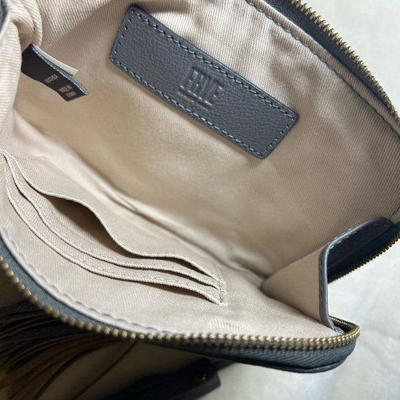 Frye “Paige” Charcoal Leather Wristlet with Tassel Accents - Picture 4 of 9